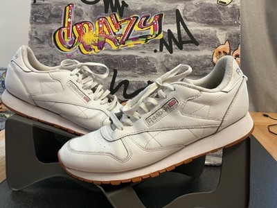 Reebok Classic Leather Triple White Turnschuhe 11 UK Gummisohle Smart Freizeit Fitnessstudio 