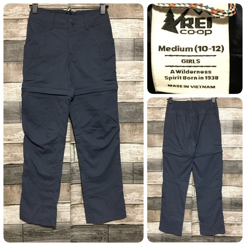 REI Co-op Convertible Pants Shorts Girls M 10-12 Blue Gray Zip Off Hiking