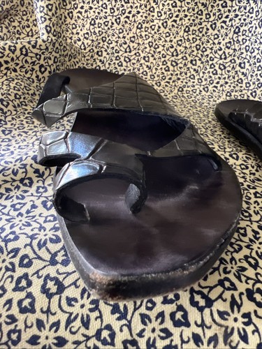 Sandali slip-on CYDWOQ in pelle di coccodrillo marrone fatti a mano negli Stati Uniti taglia 39 - Foto 9 di 10