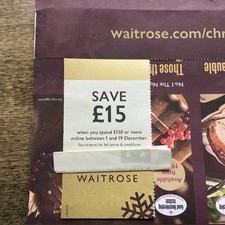 �15 Off Voucher at Waitrose with spend of �150 expiring 19th December 2025