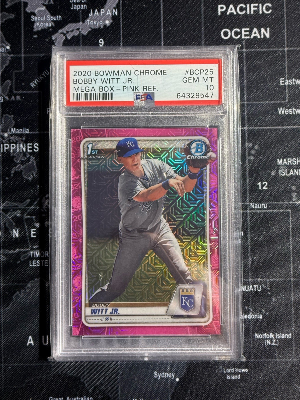 2020 Bowman Chrome Mega Box BCP25 Bobby Witt Jr Pink Refractor /199 PSA 10 view 1