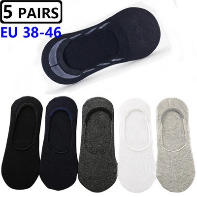 5 Pairs Plus Size EUR43-46 Men Socks Slippers Cotton Non-slip Silicone Invisible