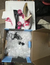 Sure-Grip Skate Co. White High Top Quad Roller Skates Pink Wheels Size 9