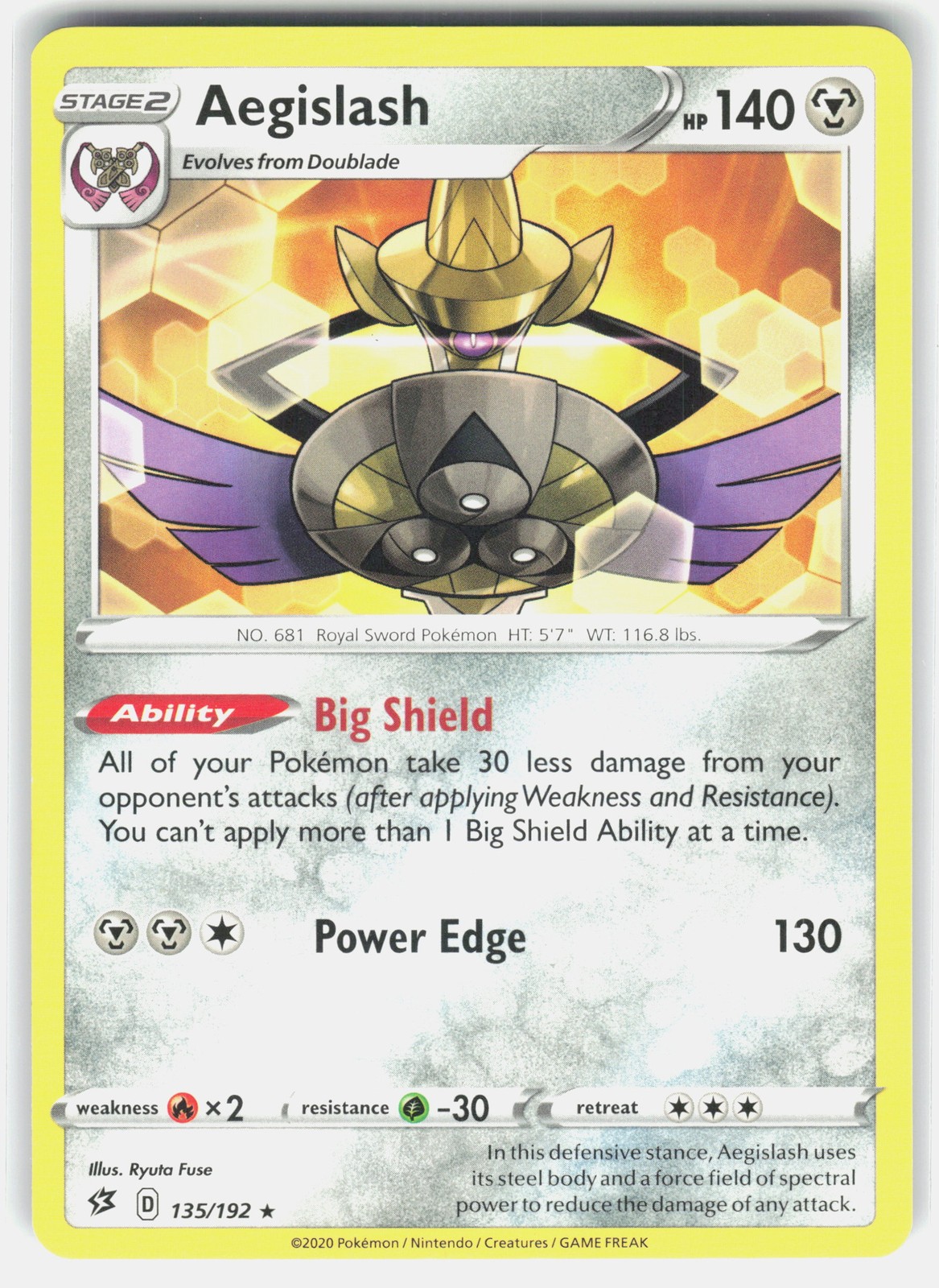 Aegislash 135/192 Pokemon SWSH02: Rebel Clash *LP*