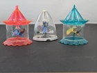 3 Vintage 1950's Birdcage Twinkler Spinner Plastic Christmas Ornaments