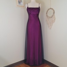 Blondie Nites by Jaslene  90s Beaded Mesh Prom Dress with Ties for the Back