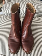 VTG Hanover Men’s Med Brown Leather Ankle Boots Side Zip Cuban Heel Size 10.5