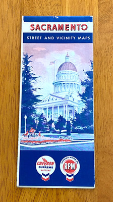 1958 Vintage Chevron Oil Sacramento, CA  Street & Vicinity Map USA