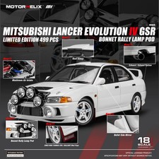 MotorHelix 1/18 Mitsubishi EVO IV GSR Round headlights Diecast Model Car White