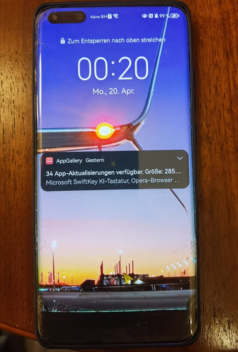 Huawei P40 Pro+ 512GB - Weiß (Ohne Simlock) - Displayschaden - funktiioniert gut