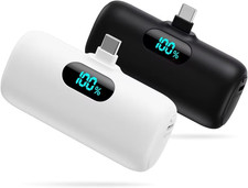2 Pack 5000mAh Mini Power Bank USB-C PD 3A Fast Charger LCD Battery Display