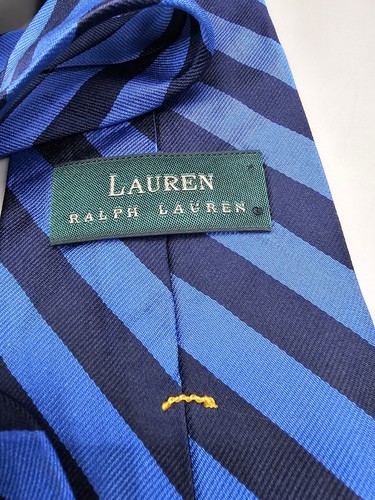 Lauren Ralph Lauren - Silk Tie Blue Repp Bla 56"x3.5" MADE IN ITALY - Picture 6 of 7