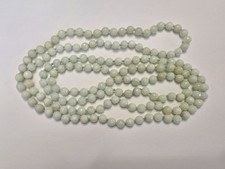Light Green Jade Knotted Bead Necklace 55"