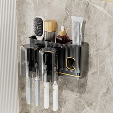 Toothbrush Holder with Toothpaste Dispenser Space Saving Brushing Organize Box