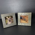 Silver metal free standing frame  Western Brush Wallaby & Numbat 10 cm x 10 cm