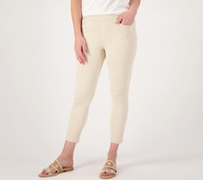 Belle by Kim Gravel Petite Ponte 5 Pocket Slim Cropped Pants Sand Bar 32 New