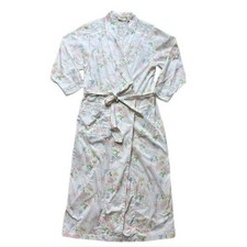 VTG 80s Victoria  s Secret Gold Label White Floral Cotton Lace GRWM Robe S