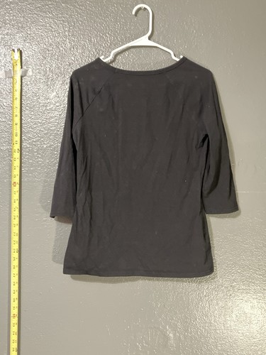Hanes O9343 Baumwoll-Stretch-Bluse mit Raglanärmeln - M, schwarz - Bild 4 von 4