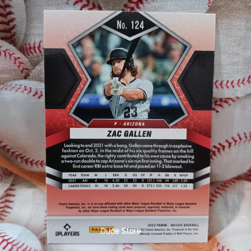 2022 Panini Mosaic - Zac Gallen #124 - Arizona Diamondbacks *EX* - Picture 2 of 2
