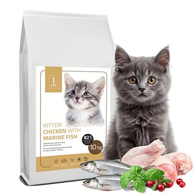 Getreidefreies Trockenfutter für Kätzchen mit Meerefische Katzenfutter 10kg 1CAT