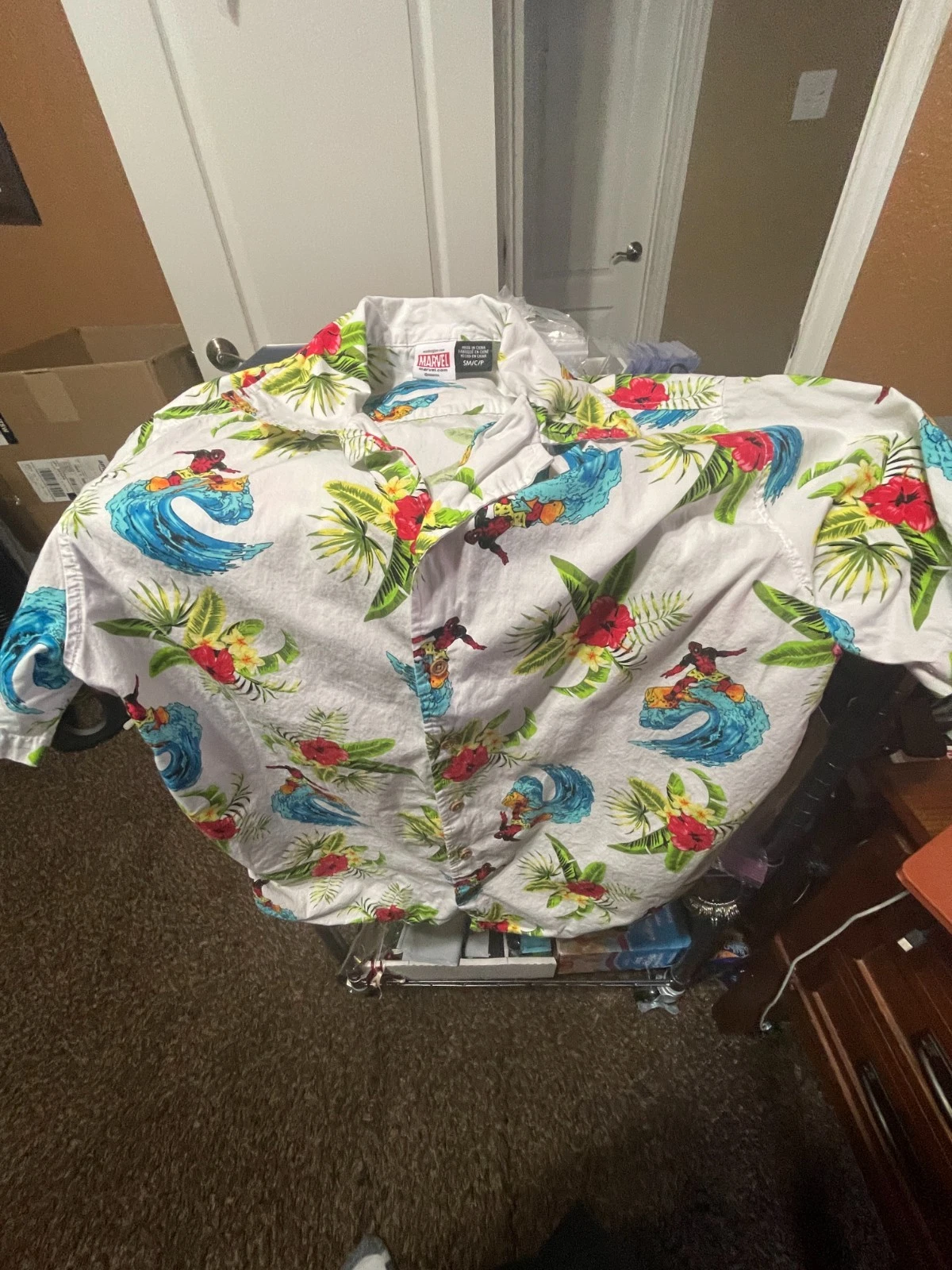 Marvel Daredevil Surfer Hawaiian Print Button Up Shirt Men’s Small