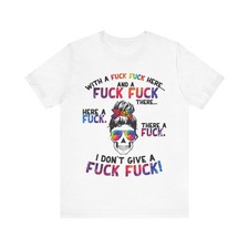 Camiseta I Don’t Give a F*** Divertida Calavera Sarcástica con Gráfico de Actitud JL-FT-04