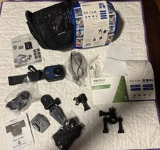 Vivitar Go Cam 12 megapixel High Def Camera/Software Helmet/Bike/car Mount NEW
