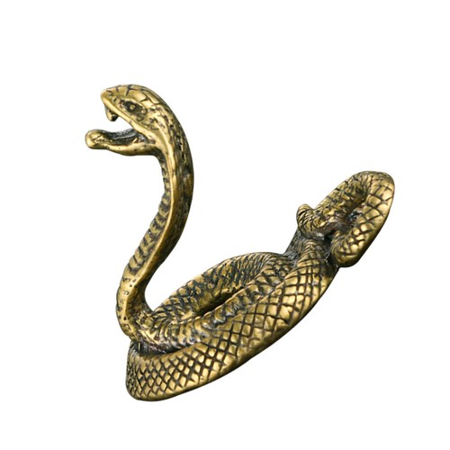 Retro Cobra Ornament Small Snake Statue Man Brass Animal Shape Crafts Decor - Picture 3 of 12