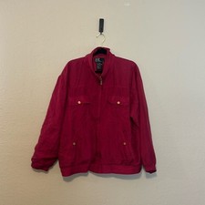 Vintage EVR Silk Hot Pink Bomber Jacket Size Large