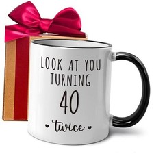Funny 80 Year Old Birthday Mug Gifts for Women Men, Look at You Turning 40