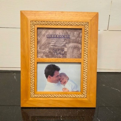 Vintage Photo Frame Wood Rope Trim Coastal Decor NOS Picture Frame nautical