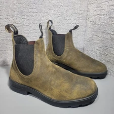 Blundstone Mens Size US 6.5 Olive Water Resistant Leather Pull On Chelsea Boots