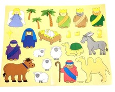 Nativity Christmas Scene Stickers Large Sheet 22 Count Per Page