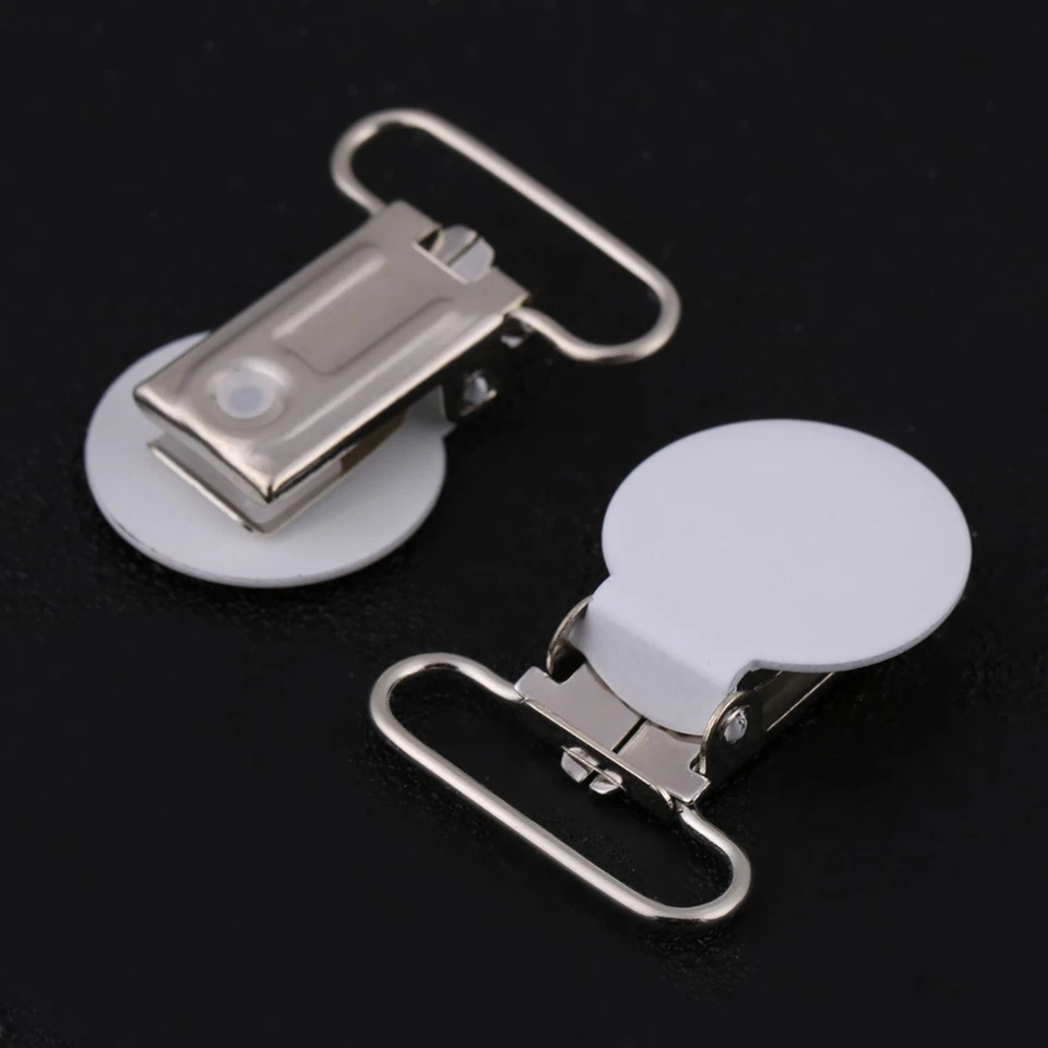 10Pcs 25mm Round Suspender Braces Pacifier Strap Holder Clip DIY Making - Image 3 of 4