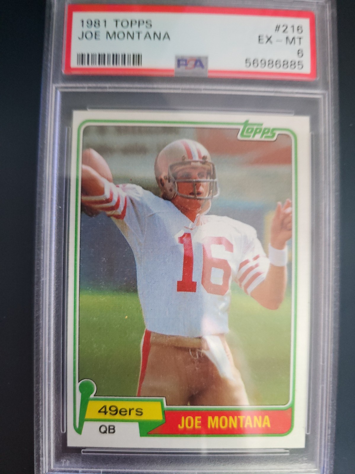 1981 Topps #216 - Joe Montana Rookie PSA 6 (RC) EX-MT (702)