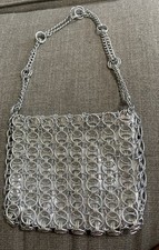 Vtg 1960s WALBORG Silver Metal Chain Link Bag Purse 8  X 7  Strap 10  Drop