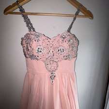 Juniors Size 3 Peach Pink Sequin Homecoming Dress   Embellished Prom Formal