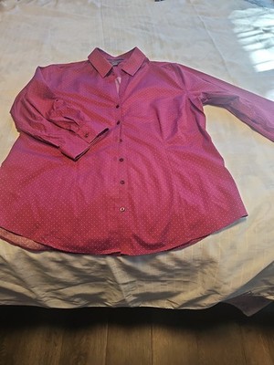 Eddie Bauer Burgundy Button Up Polk A Dot Women's Size L