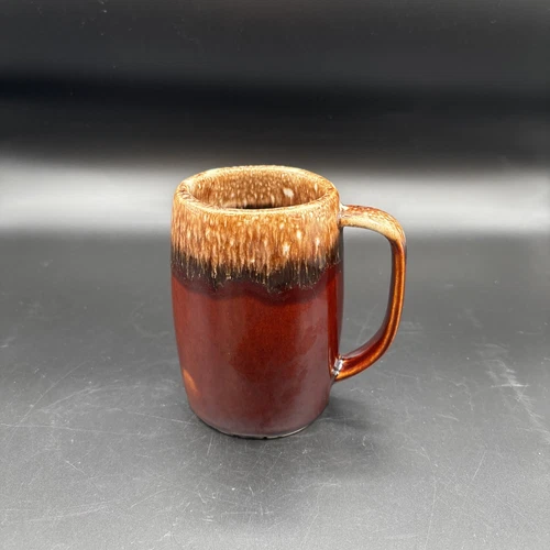 Vintage Hull 'Oven Proof' Brown Drip Glaze Oversized Mug - USA - 5"