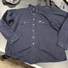 Vintage Carhartt Work Heavy Shirt Navy Blue Button 90's Men's Size L EUC