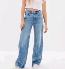 American Eagle Super Highrise Baggy Wide Leg Jeans Size 4 X-Short
