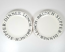 Whittard Of Chelsea Dinner Plates Pair 27cm Script ? Dinner Lunch Brunch Supper