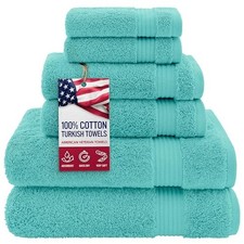100 Cotton Turkish 6 Piece Towel Rapsodi 6 Piece Towel Set Turquoise Blue