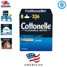 Fresh Care Flushable Wet Wipes, Adult Wet Wipes, 8 Flip-Top Packs, 42 Wipes p...