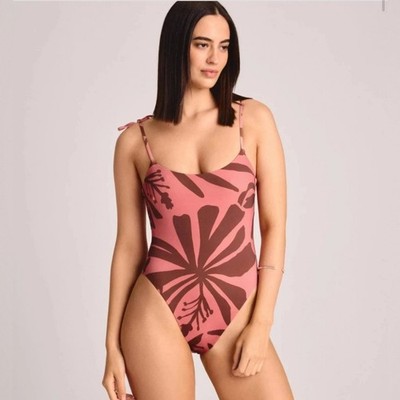 Vitamin A Botanical Leaf Tie Shoulder One Piece Swimsuit Multi S20087+
