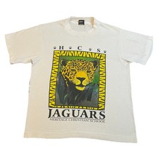 Vintage 90s Single Stitch T-Shirt Boys Large (14-16) Jaguar Art Safari Animals