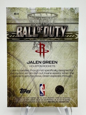 2025-26 Topps Chrome JALEN GREEN Ball of Duty Yellow Refractor