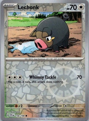 Pokemon TCG Lechonk 156/198 Scarlet Violet Rev Holo NM