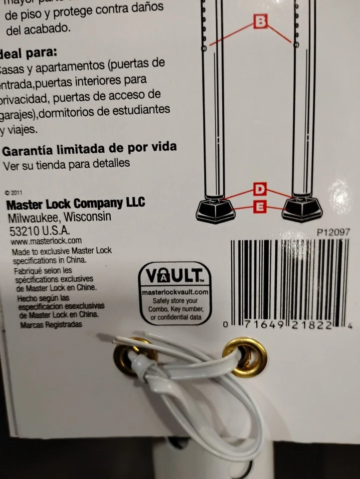 MASTERLOCK Dual Function Door Security Bar NEW - Image 3 of 3