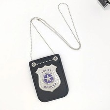 Police Badge with Chain and Belt Clip, Detective Role Play Costume Accessory, Go